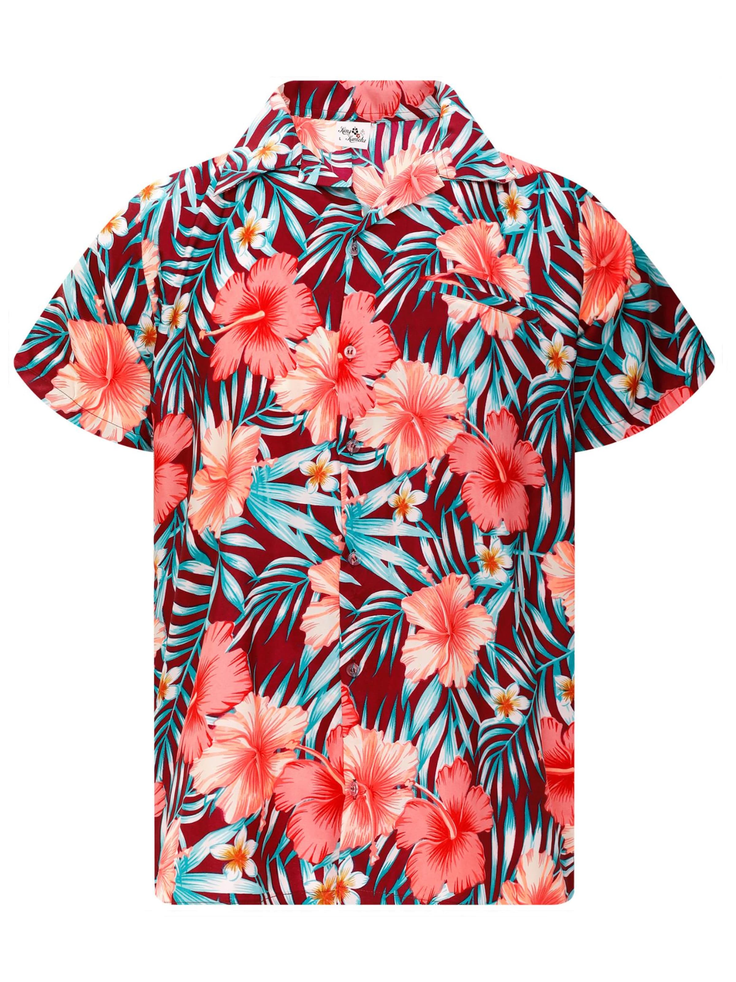 King Kameha Regular Fit Shirt 'Tropical Hibiscus'‌‌ in Rot: Vorderseite