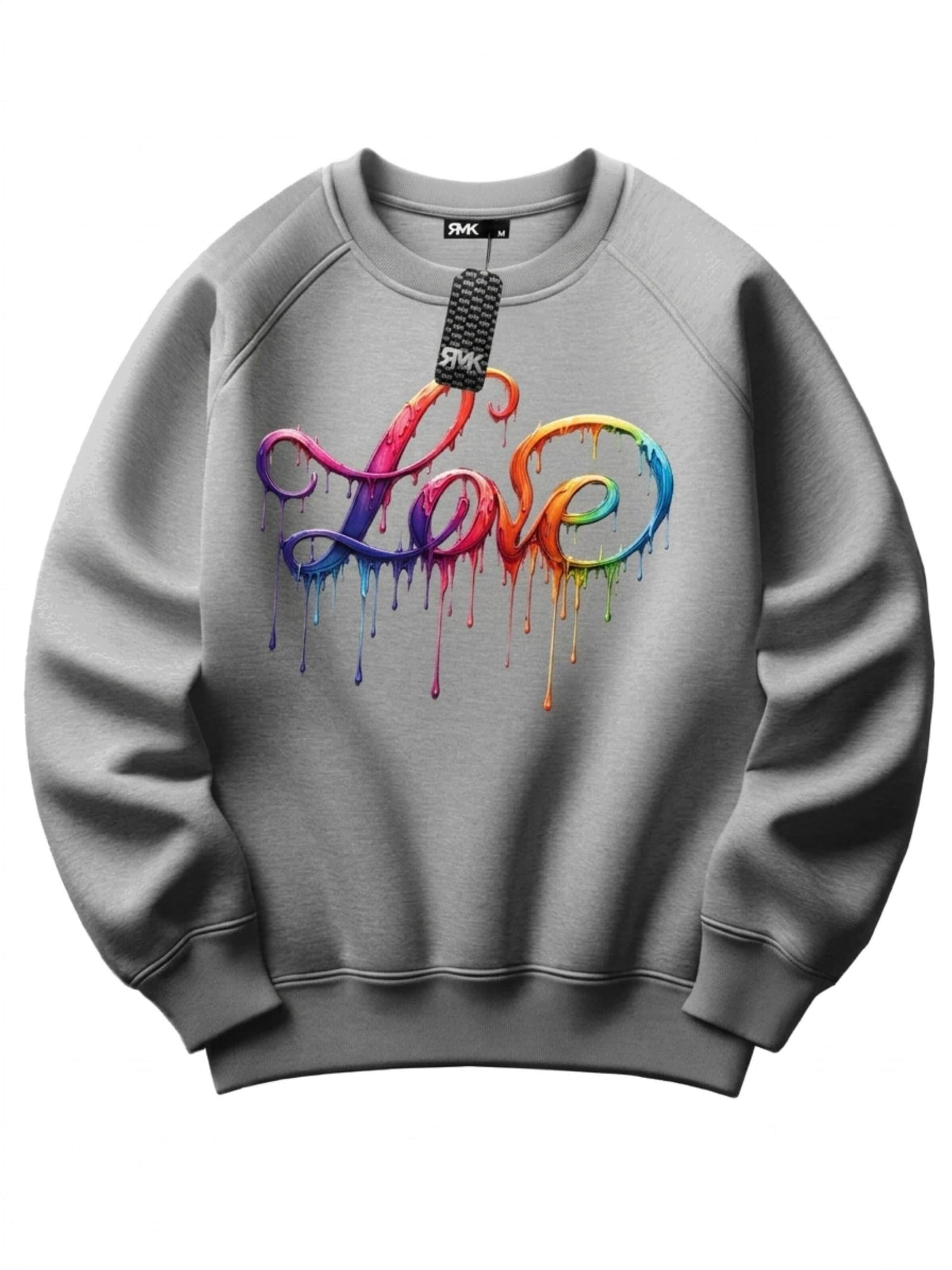 RMK Sweatshirt 'Love' in Grey: front