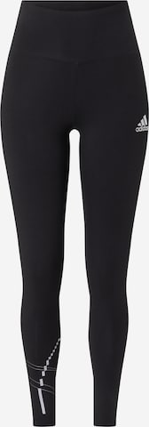 ADIDAS SPORTSWEAR Skinny Workout Pants 'Holiday Lights Graphic' in Black: front