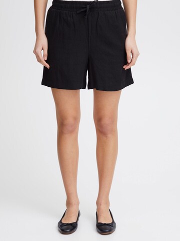 ICHI Loose fit Trousers ' LINO ' in Black: front