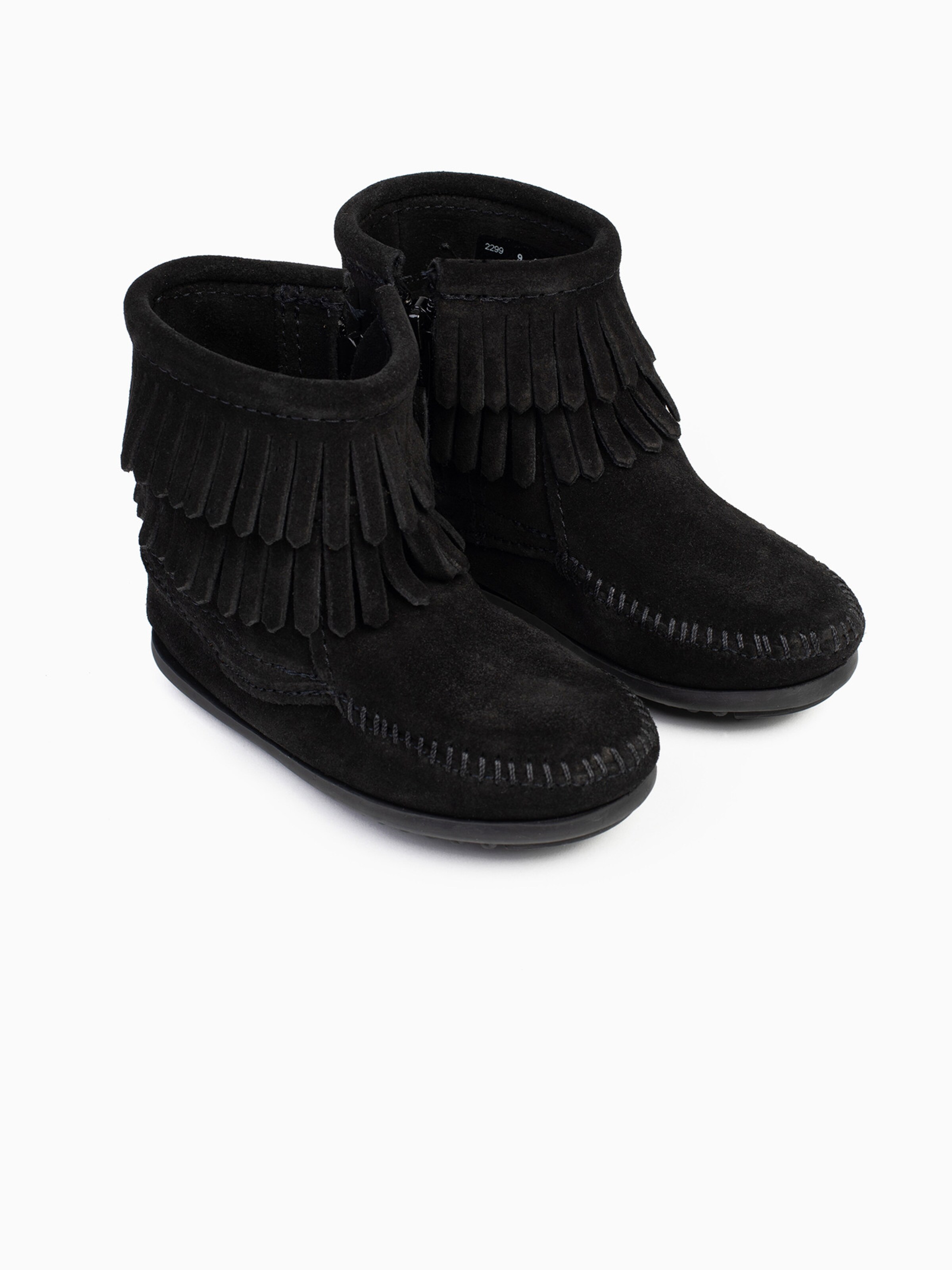 Minnetonka Škornji 'Double fringe' | črna barva