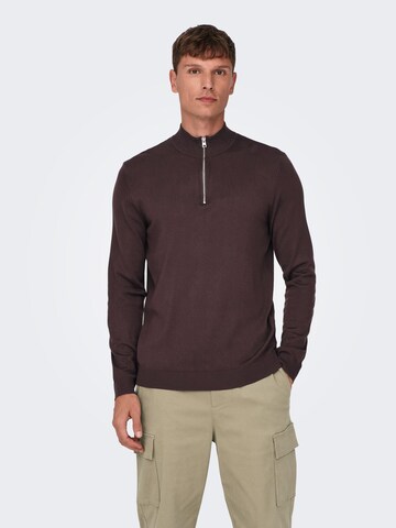 Only & Sons Trui 'Wyler' in Bruin: voorkant