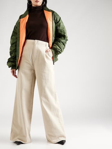 Lee Široke hlačnice Hlače z naborki | bež barva: sprednja stran