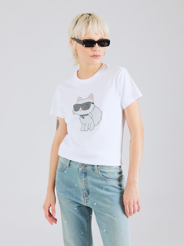 Karl Lagerfeld T-shirt 'Ikonik 2.0' i vit: framsida