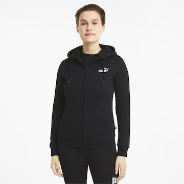 PUMA Athletic Zip-Up Hoodie 'Essential' in Black: front