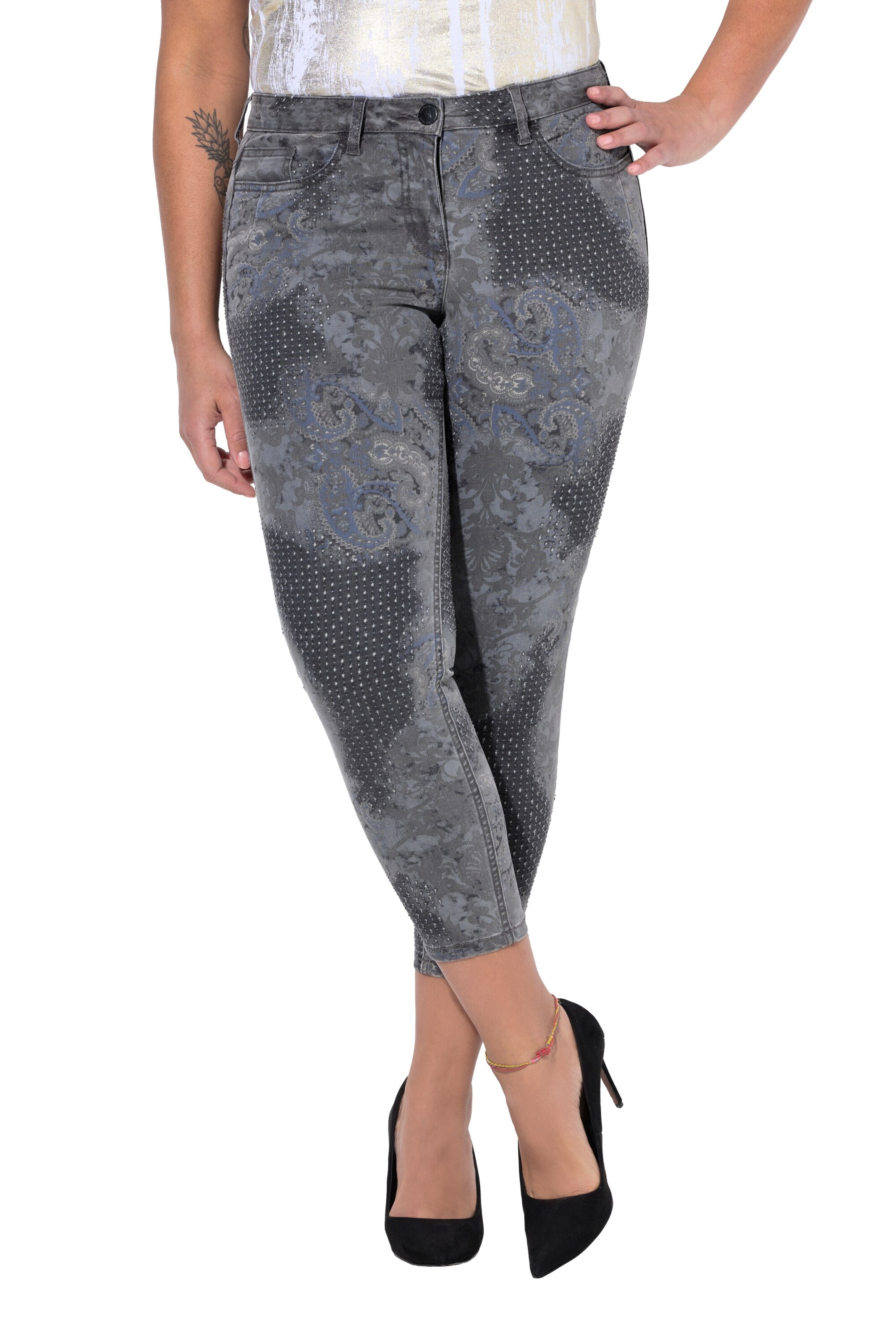 MIAMODA Skinny Jeans in Grey: front