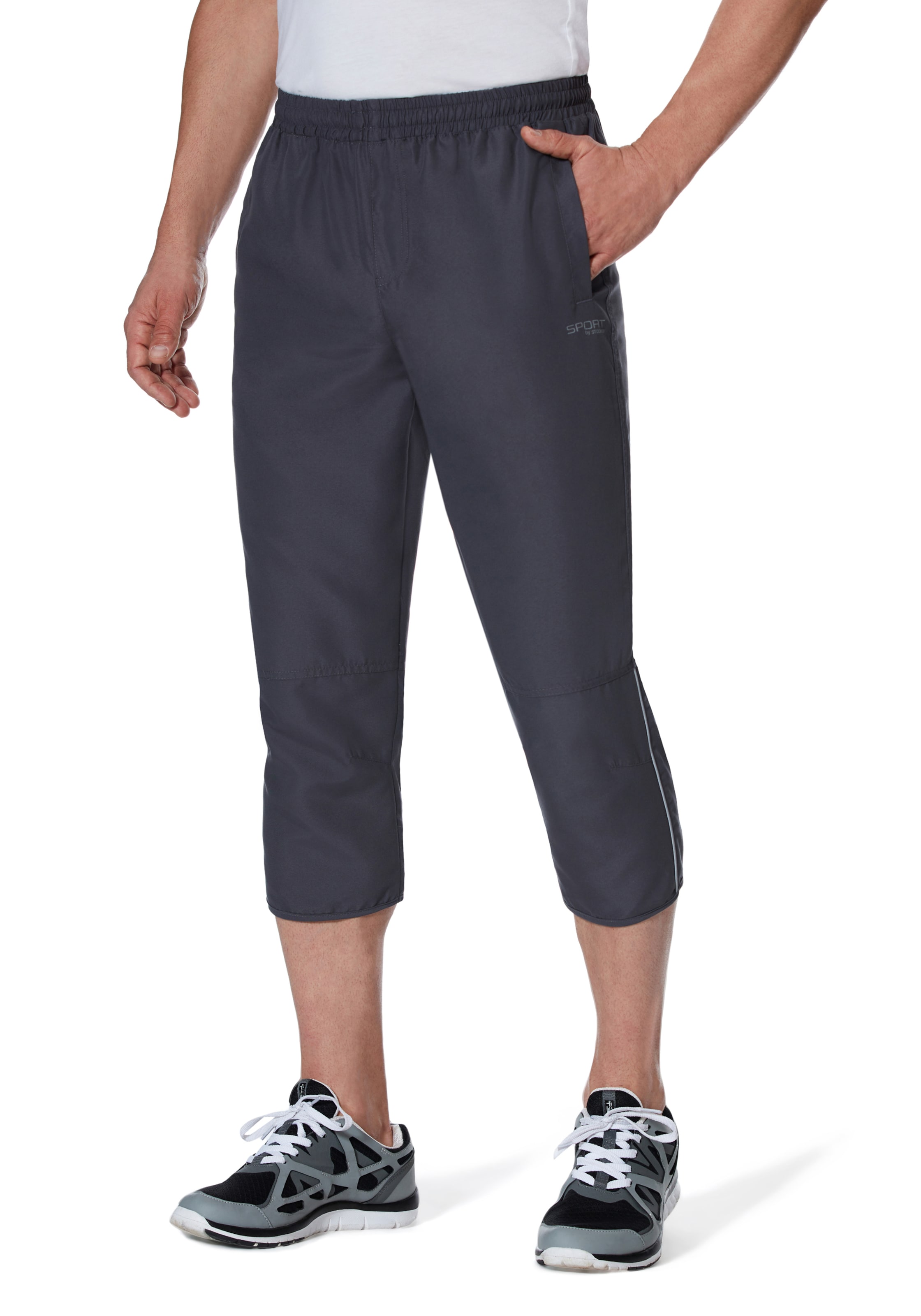 Stooker Men Slimfit Sporthose 3/4 ' Microfaser ' in Grau: Vorderseite