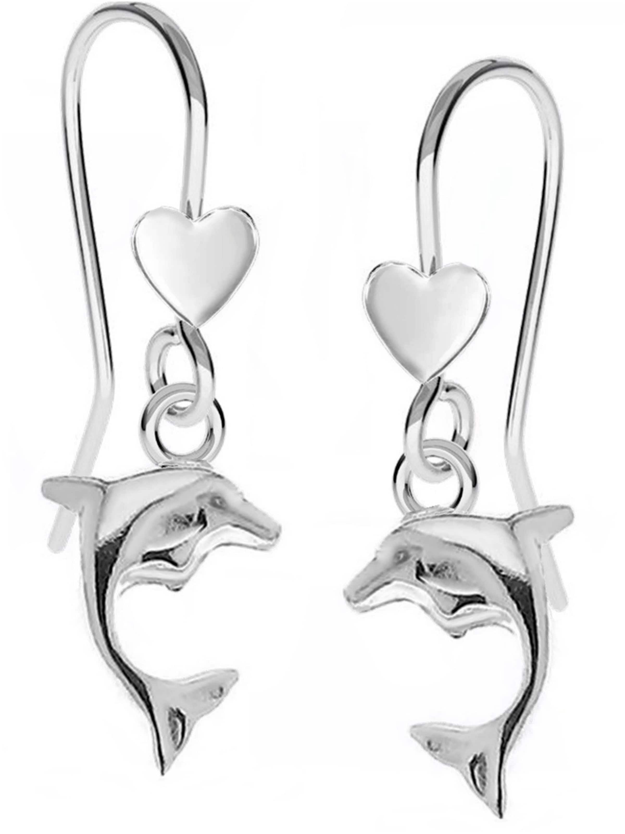 Goldene Hufeisen Ohrringe 'Delfin'‌‌‌‌‌‌‌ in Silber: Vorderseite