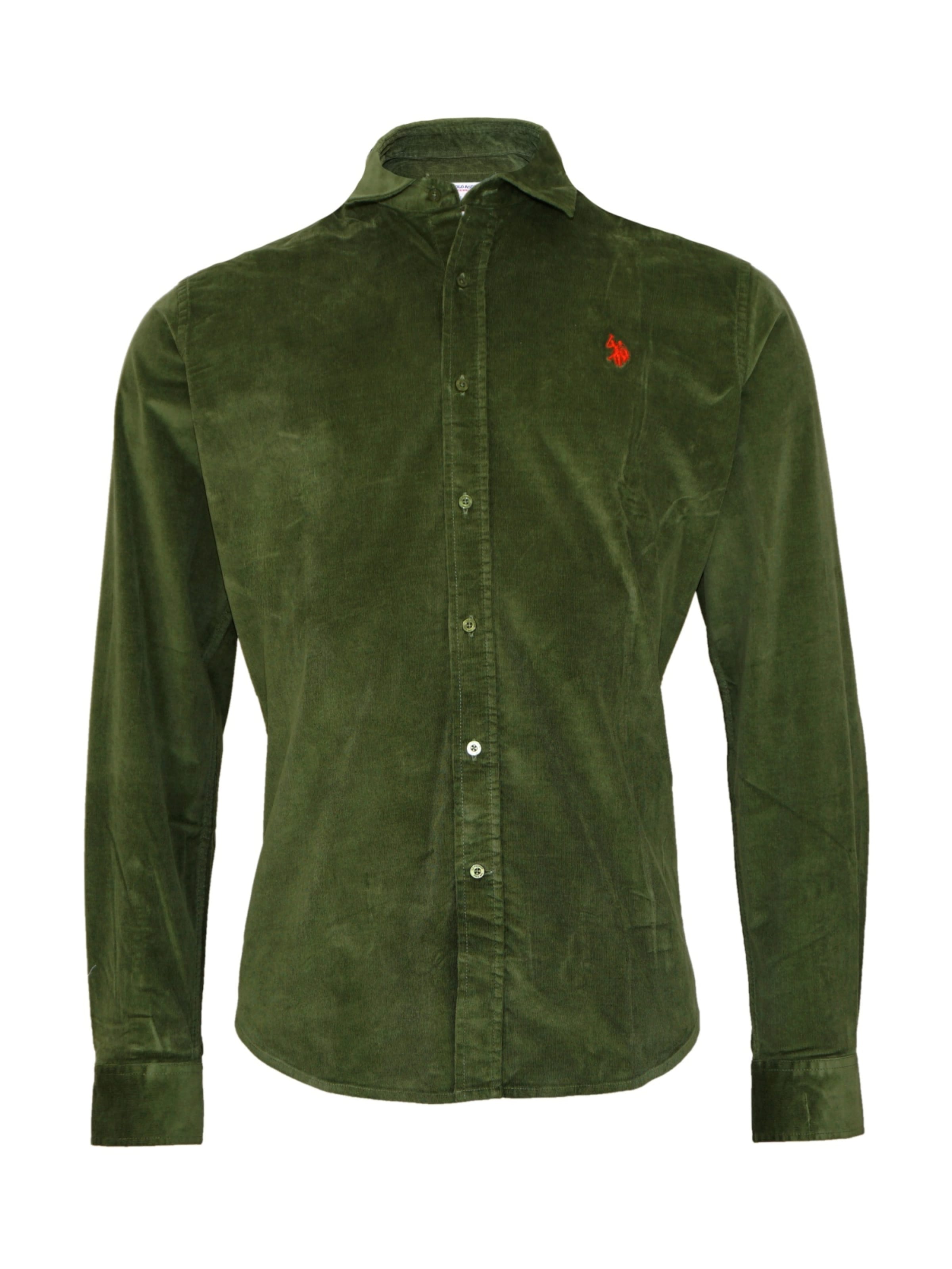 U.S. POLO ASSN. Overhemd in de kleur Olijfgroen / Rood, Productweergave