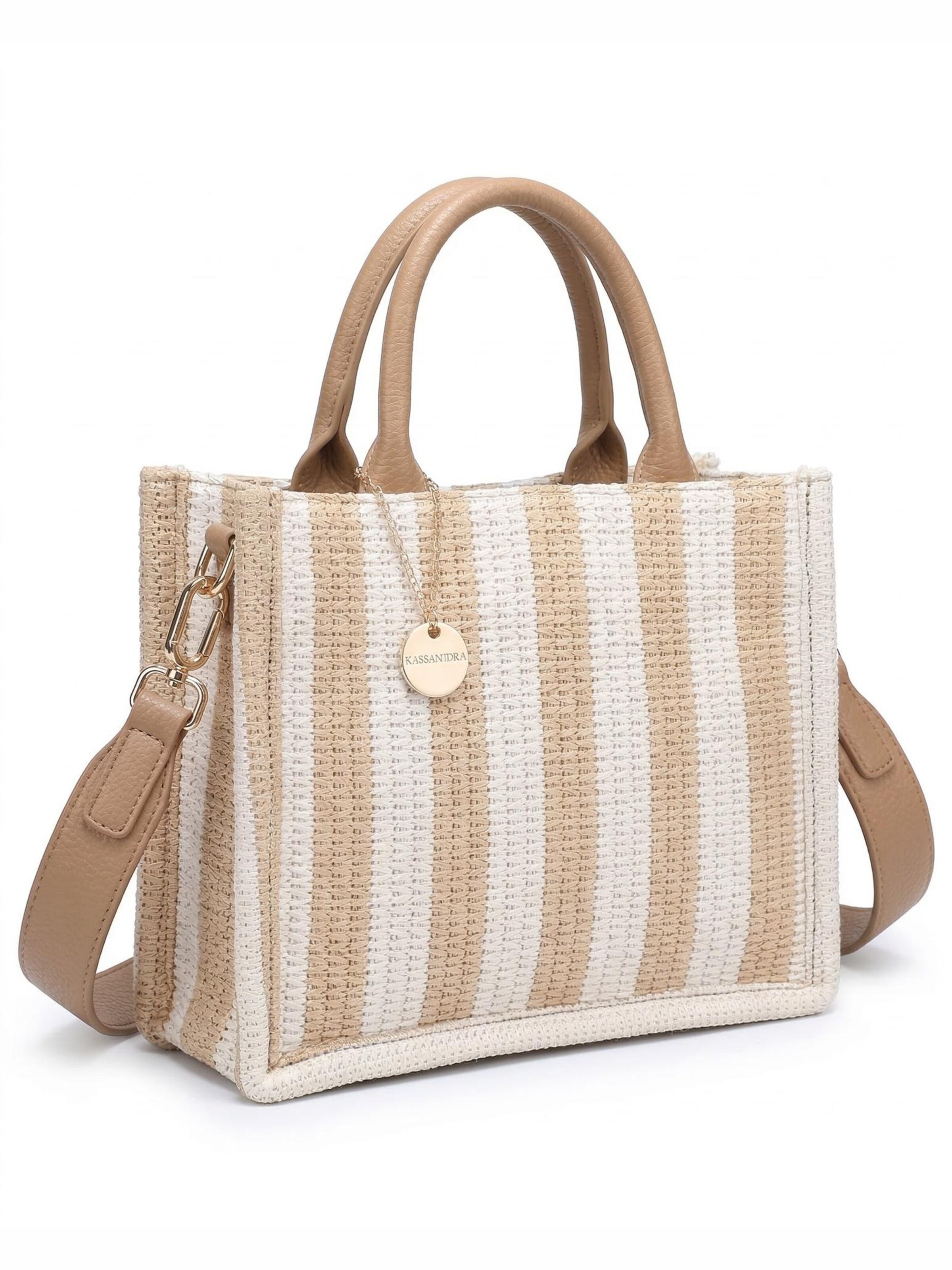 Borsa a tracolla 'Borsa a Tracolla Eliara Donna - Tessuto Intrecciato Rafia e' di Kassandra in beige