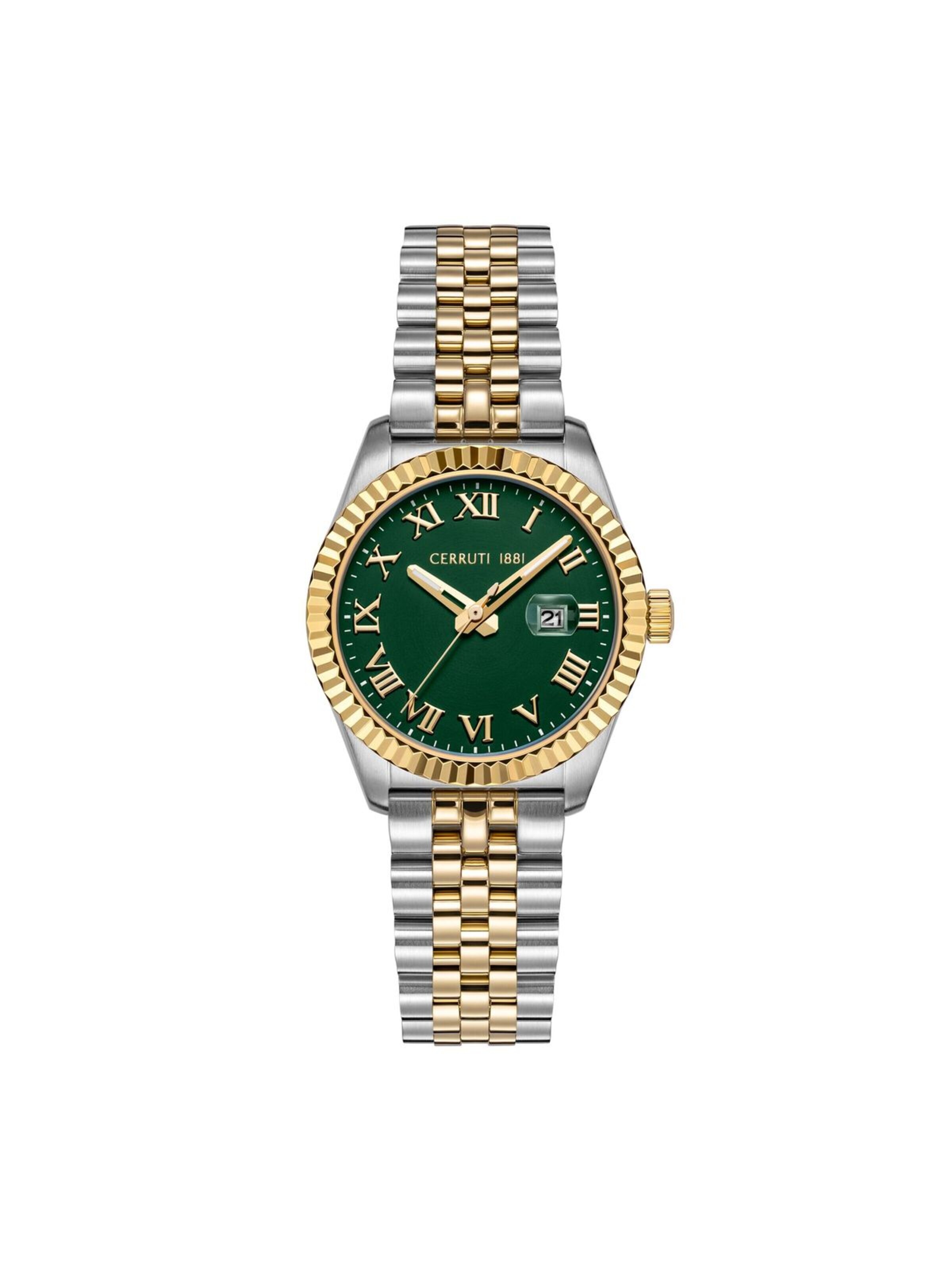 Montre à affichage analogique 'Cerruti 1881 - Date watch Baccio - Quartz watch movement - Watch case width: 36 mm' CERRUTI 1881 en vert : devant