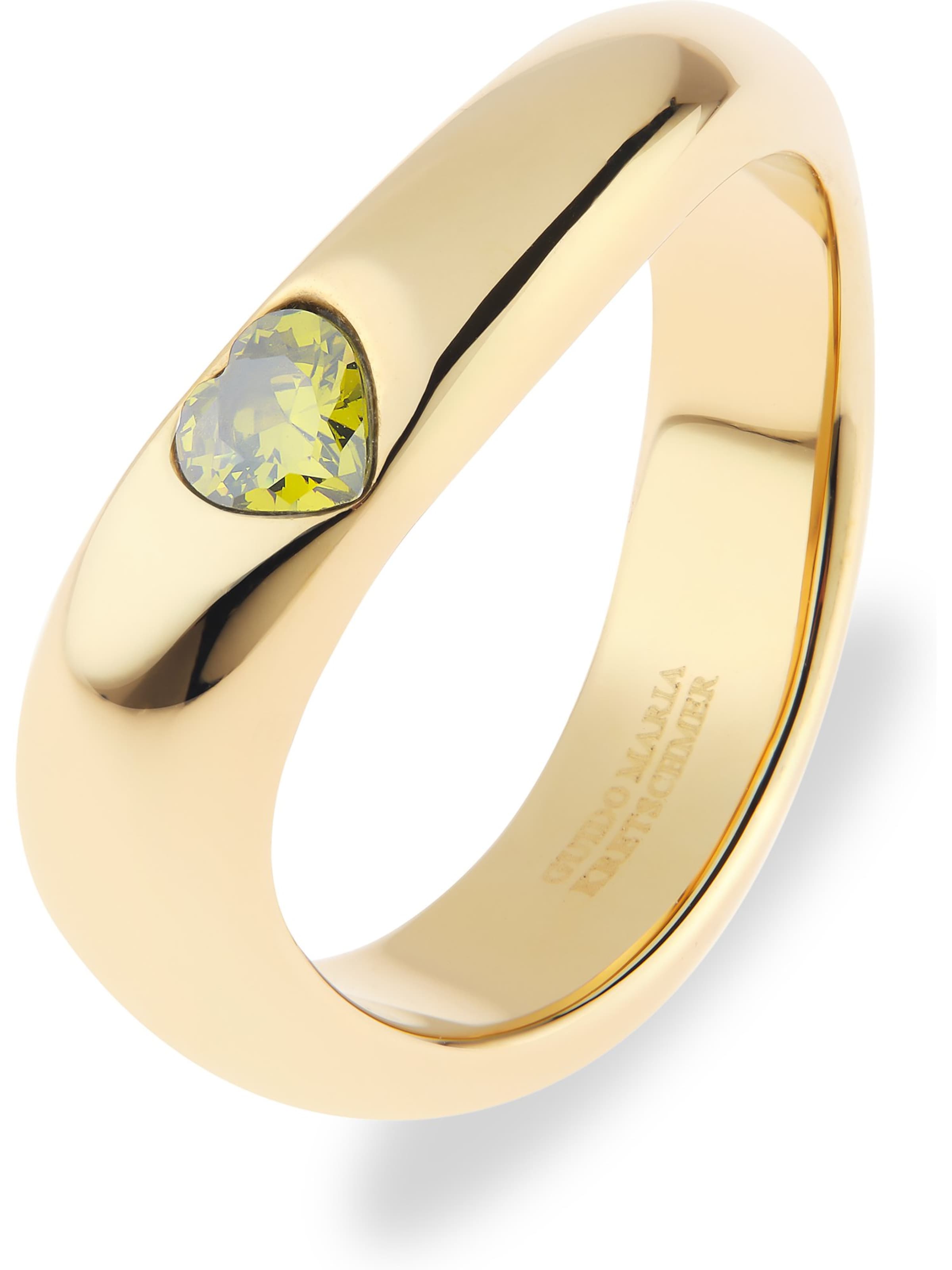 Guido Maria Kretschmer Jewellery Ring in goldgelb / oliv, Produktansicht