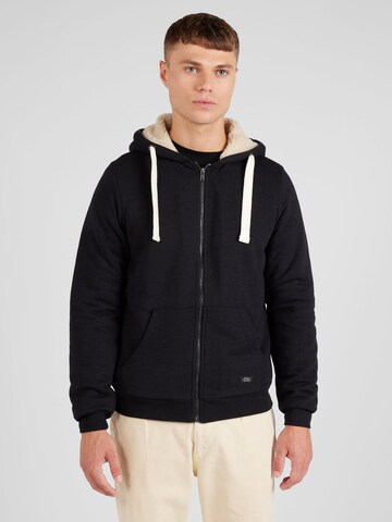 BLEND Zip-Up Hoodie in Black: front