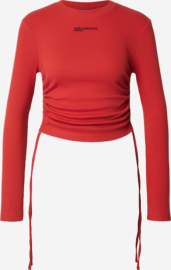 Marškinėliai iš KARL LAGERFELD JEANS, spalva – spanguolių spalva / juoda, Prekių apžvalga