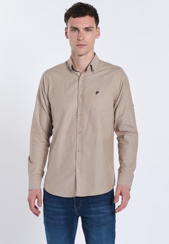 DENIM CULTURE Regular fit Button Up Shirt ' FYODOR ' in Beige: front