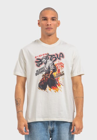 Oldskull Shirt 'Japanese Samurai Warrior' in White: front
