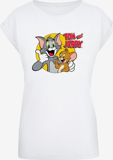 ABSOLUTE CULT T-shirt 'Tom And Jerry - Thumbs Up' en sépia / jaune / gris / blanc, Vue avec produit