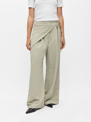 OBJECT Wide leg Pants 'OBJSaga' in Green: front