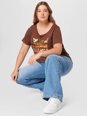 T-shirt 'TINKA' Zizzi en marron