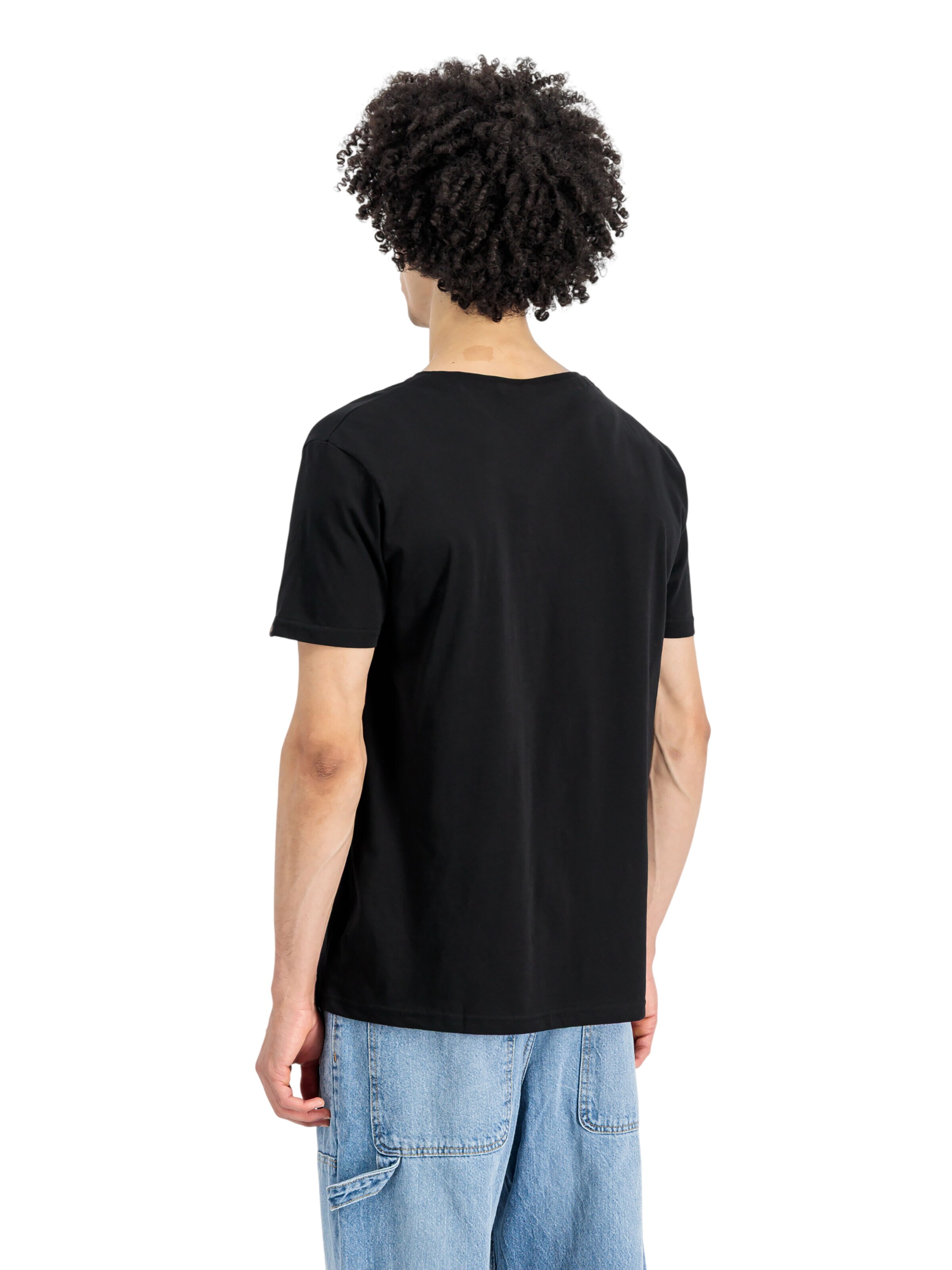 ALPHA INDUSTRIES Shirt 'Basic V-Neck'‌ in Schwarz