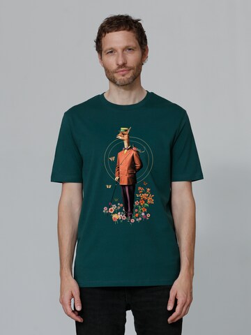 Watapparel Shirt ' Fancy Llama ' in Groen: voorkant