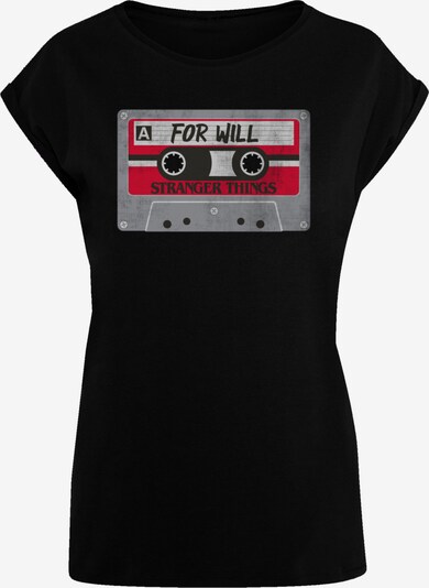 F4NT4STIC T-Shirt 'Stranger Things Cassette For Will Netflix TV Series' in grau / rot / schwarz, Produktansicht