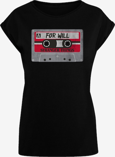 F4NT4STIC T-Shirt 'Stranger Things Cassette For Will Netflix TV Series' in grau / rot / schwarz, Produktansicht