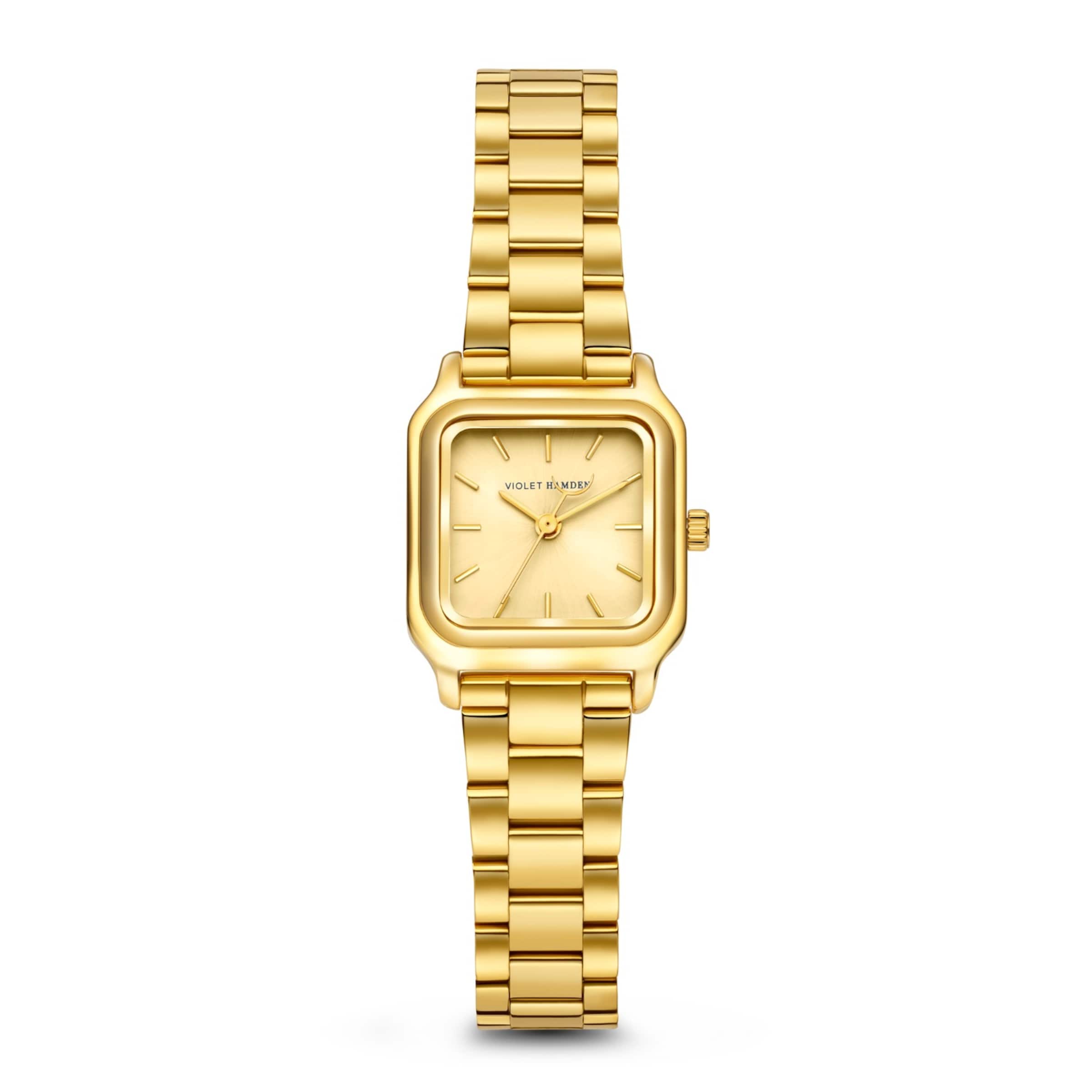 Violet Hamden Analog Watch in Gold: front