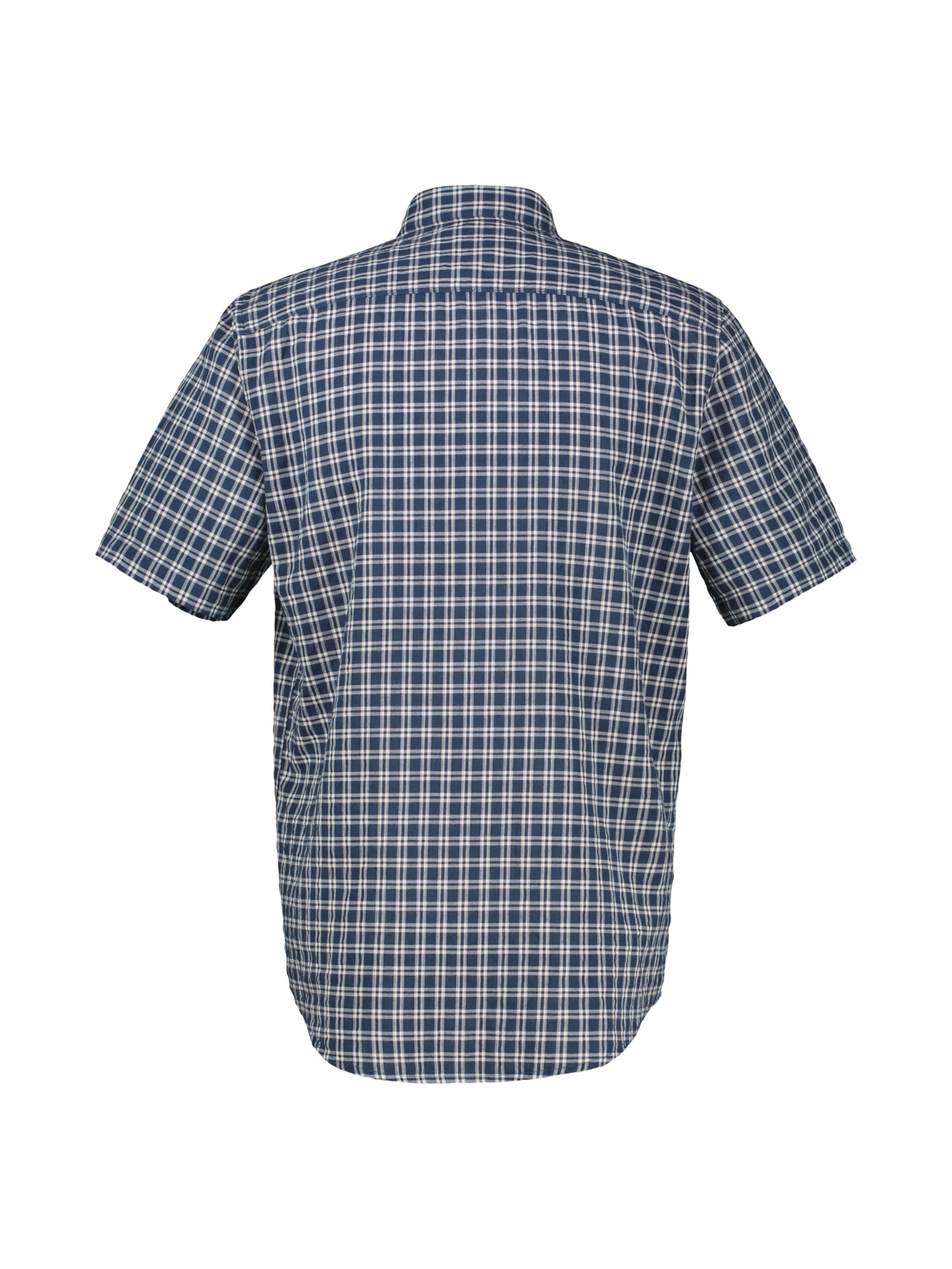 LERROS Regular Fit Kariertes Kurzarmhemd in Seersuckerqualität in Blau