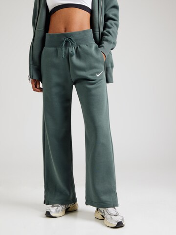 NIKEWide Leg/ Široke nogavice Hlače 'Phoenix Fleece' - zelena boja: prednji dio