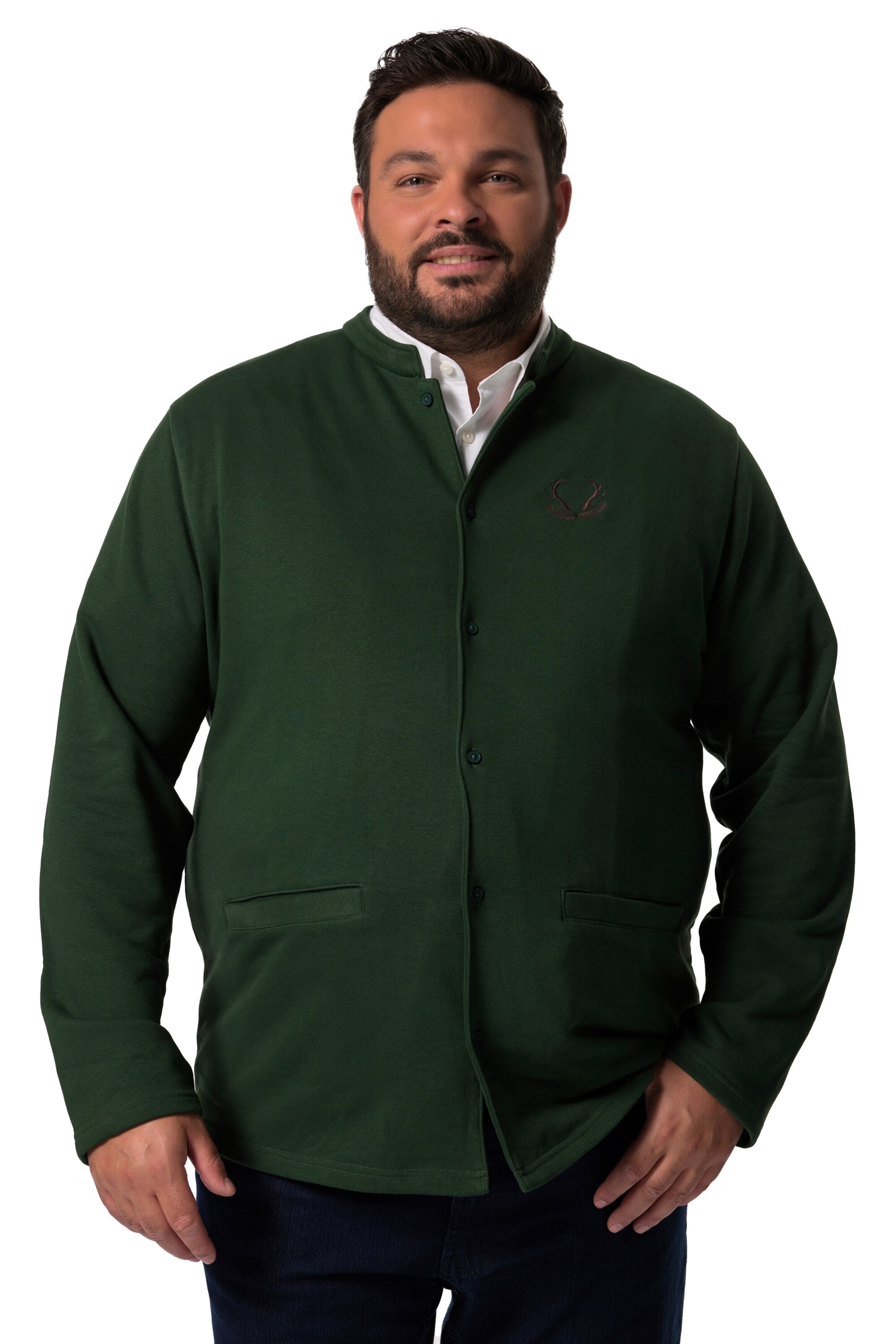 Men Plus Sweatjacke in Grün: Vorderseite