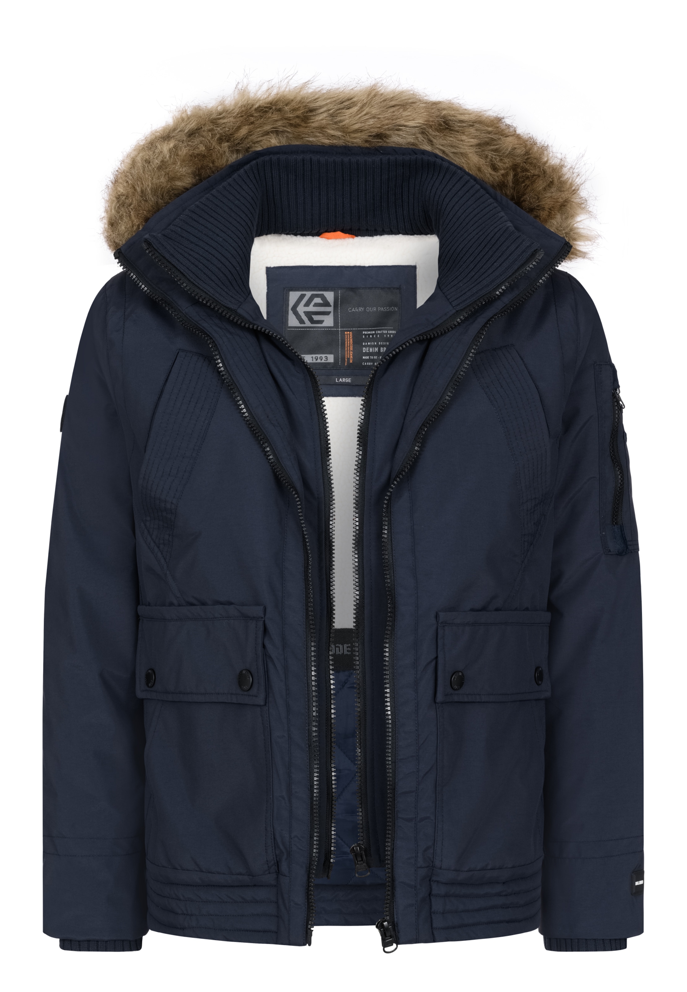 INDICODE JEANS Winter Jacket 'Mois' in Blue: front