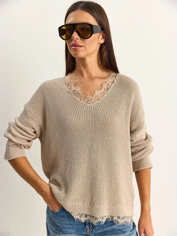 Pull-over Bianco Lucci en beige : devant