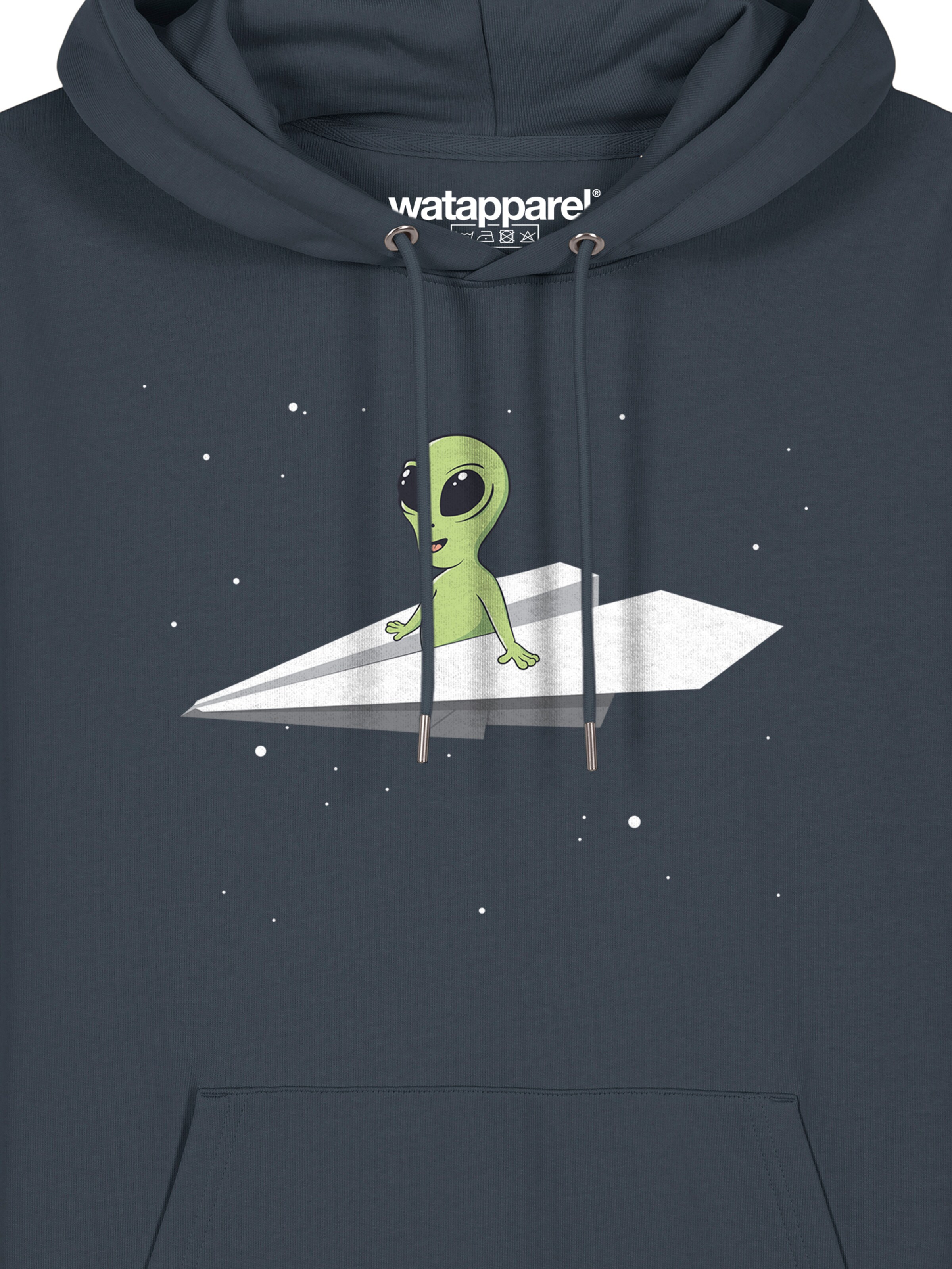 Sweat-shirt ' Alien on a paper plane ' Watapparel en gris
