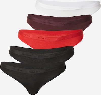 Calvin Klein Underwear Tanga gaćice u tamno smeđa / crvena / crna / bijela, Pregled proizvoda
