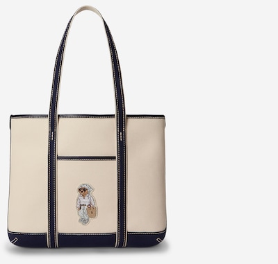 Pirkinių krepšys iš Polo Ralph Lauren, spalva – nebalintos drobės spalva / tamsiai mėlyna, Prekių apžvalga