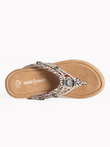 Minnetonka T-Bar Sandals 'Silverthorne360' in Beige