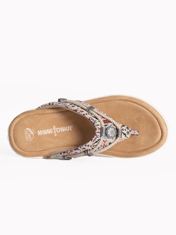 Minnetonka T-bar sandals 'Silverthorne360' in Beige