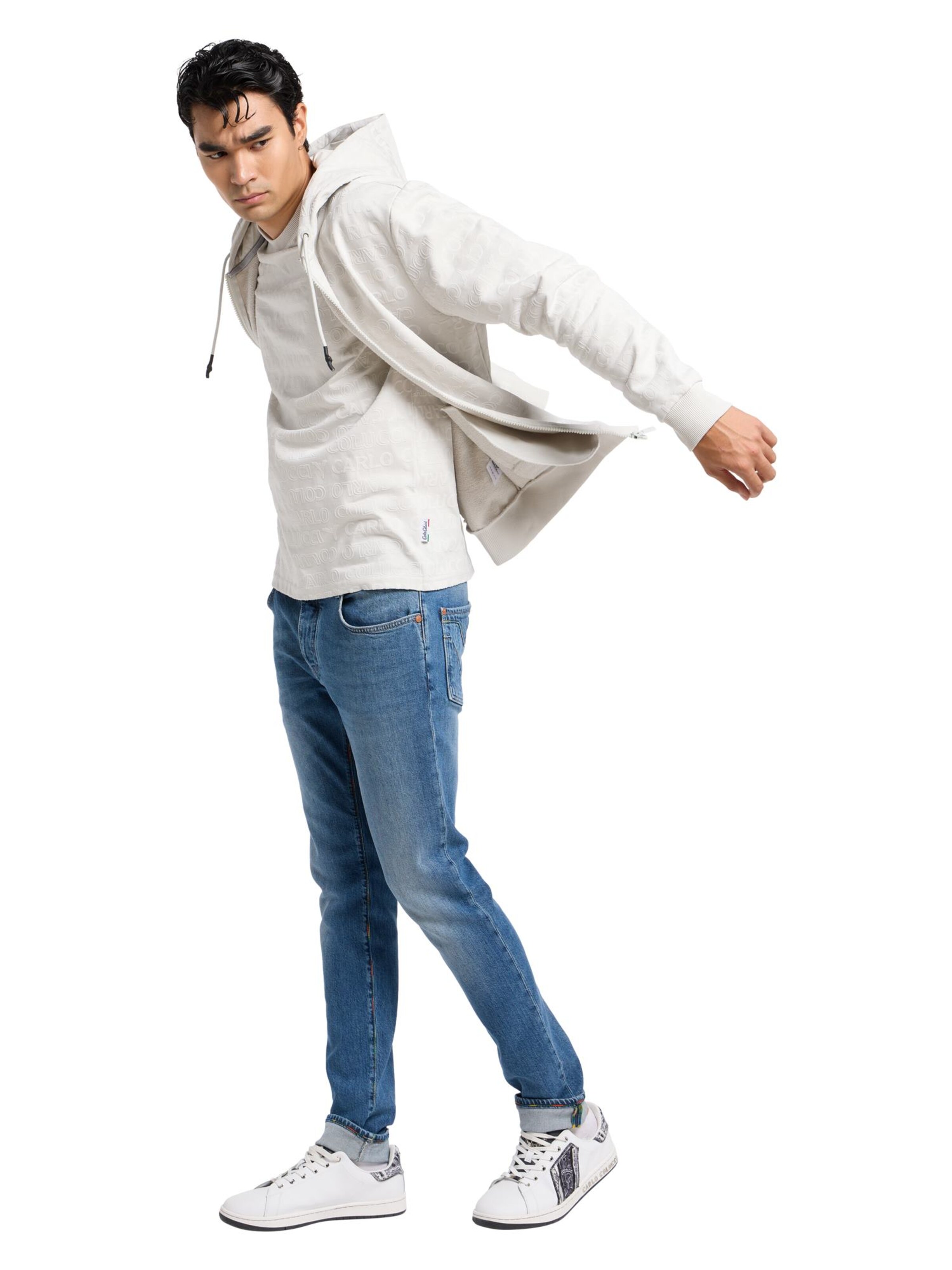 Carlo Colucci Zip-Up Hoodie in White