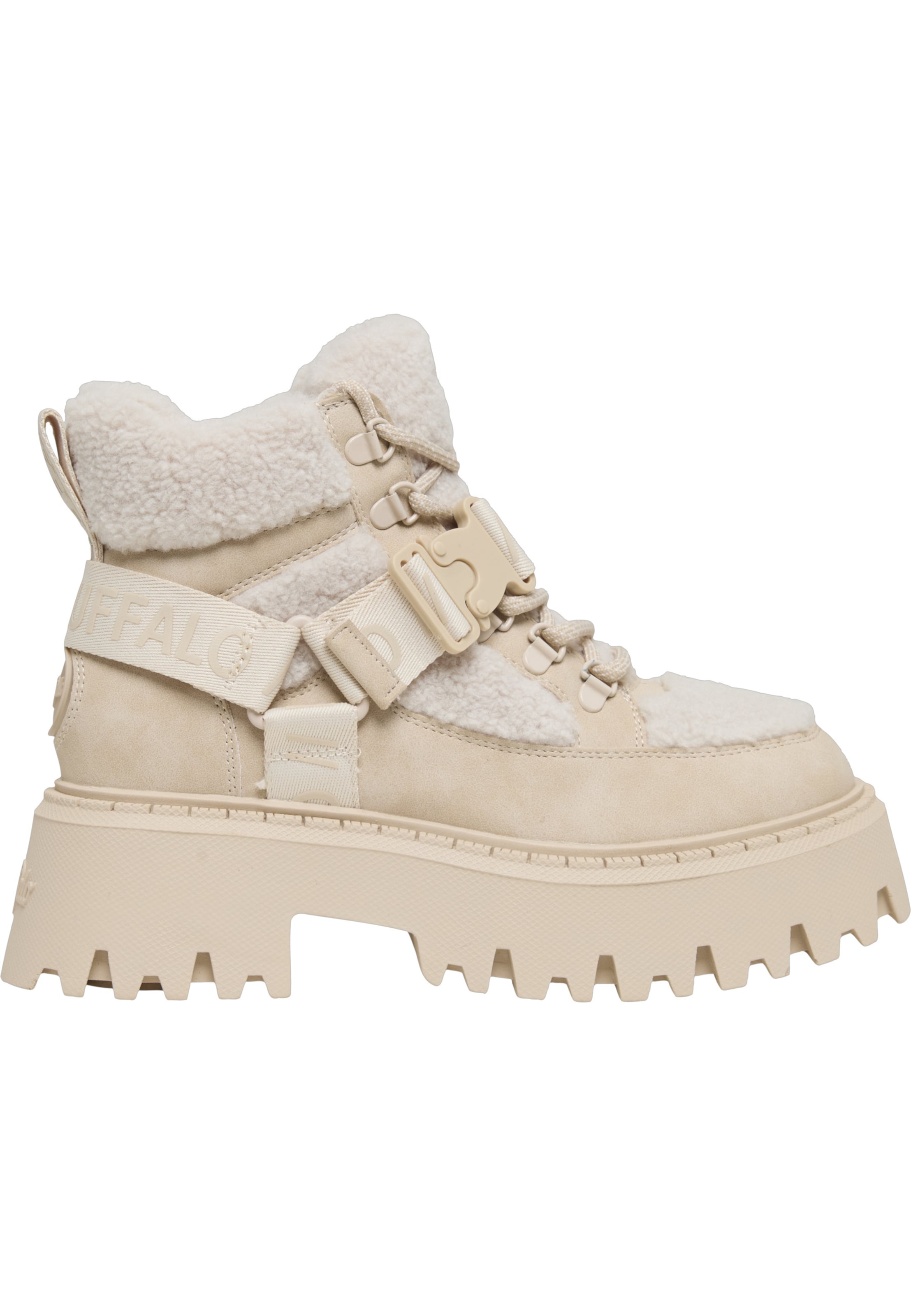 BUFFALO Lace-up bootie 'Aspen' in Beige: front