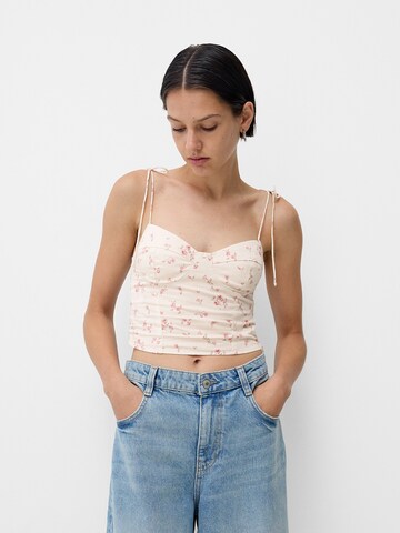 Bershka Top - bézs: elől