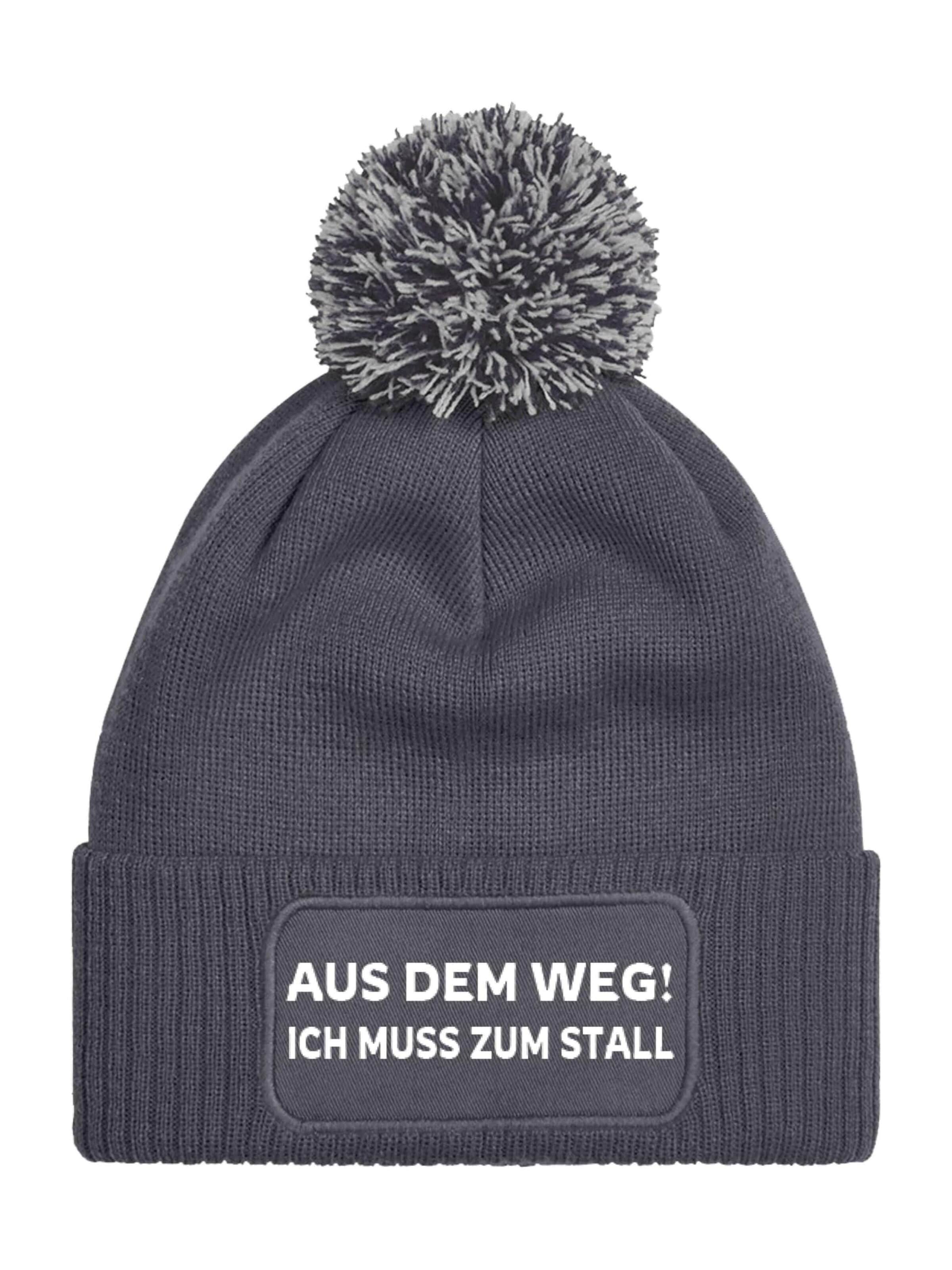 Youth Designz Mütze 'Muss zum Stall'‌‌‌ in Grau: Vorderseite