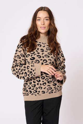 Cream Sweater 'Sava' in Beige: front