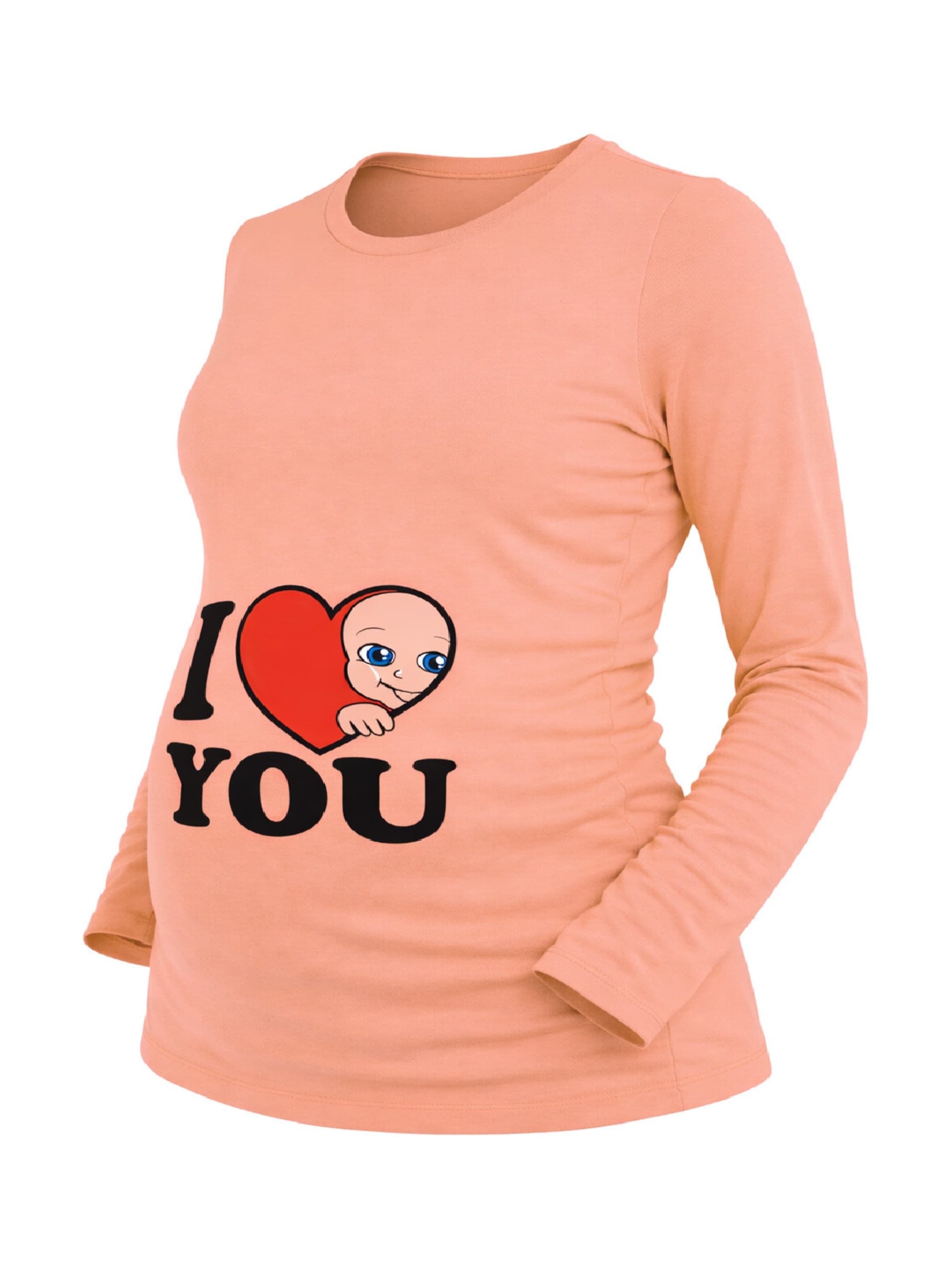 M.M.C. Shirt 'I Love You Umstandslangarmshirt' in Orange: front