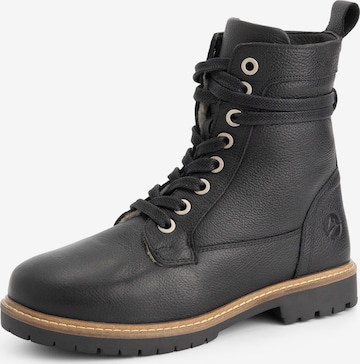 Travelin Snørestøvletter 'Kongsmark' i sort: forside