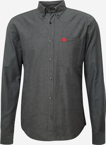 HUGO Red Slim fit Button Up Shirt 'Evito' in Green: front