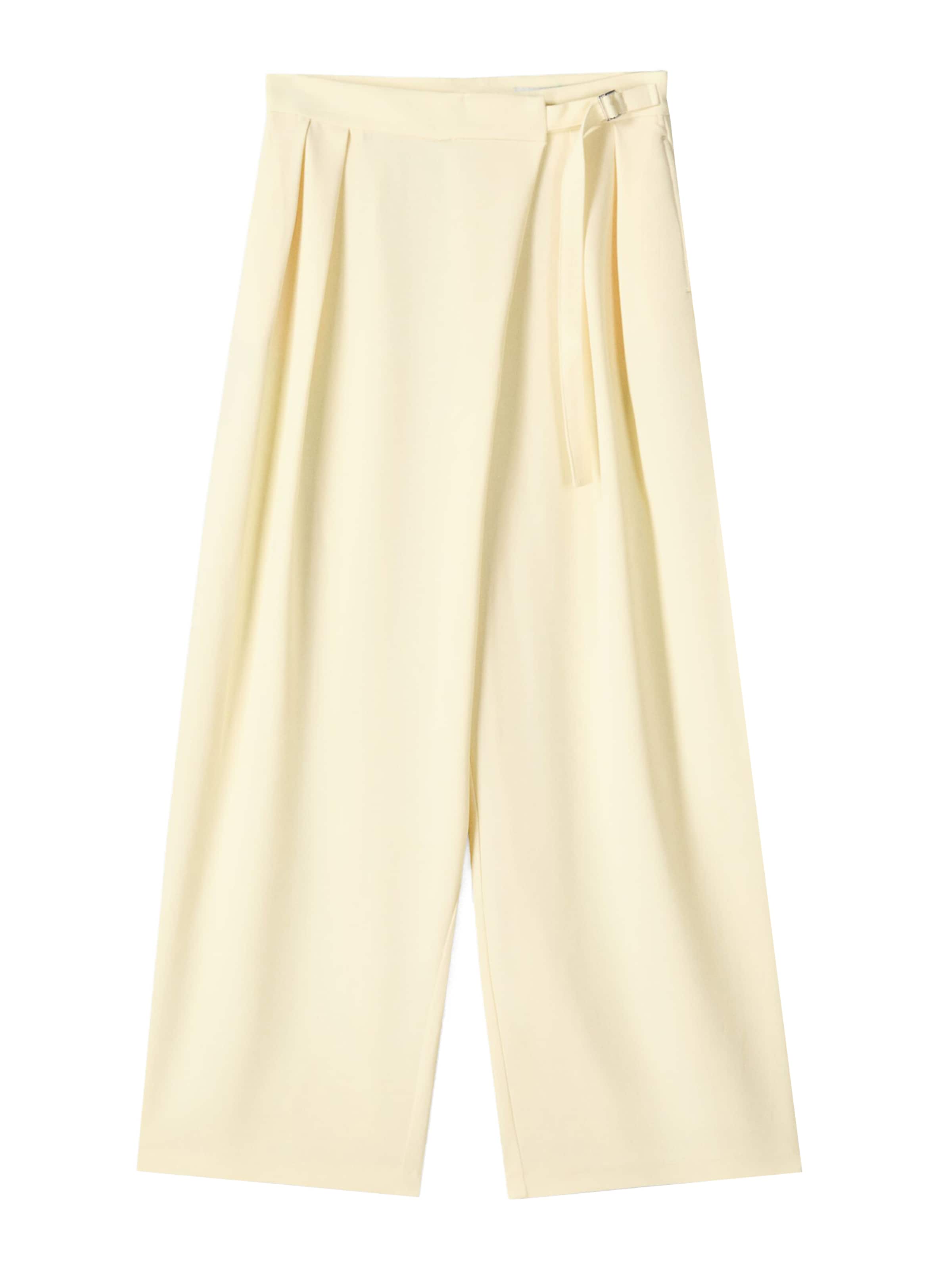 Bershka Wide leg Pleat-front trousers in Yellow: front