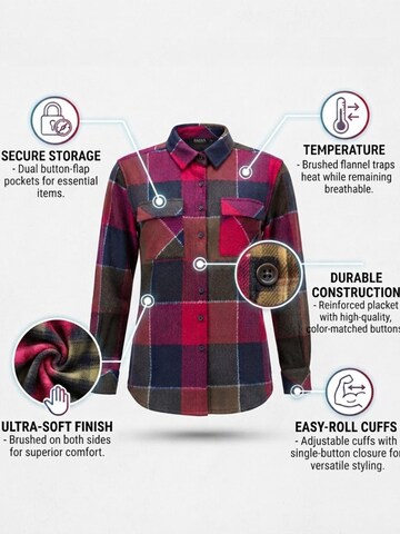 Chemisier 'Comfy Heavyweight Flannel Shirt' Radwa en rouge