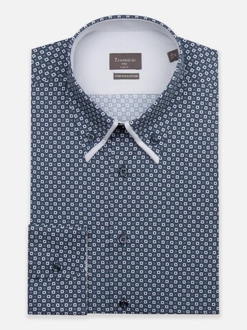 7Camicie Slim fit Zakelijk overhemd 'Sport Poplin Stretch Man Shirt Blue White' in Blauw