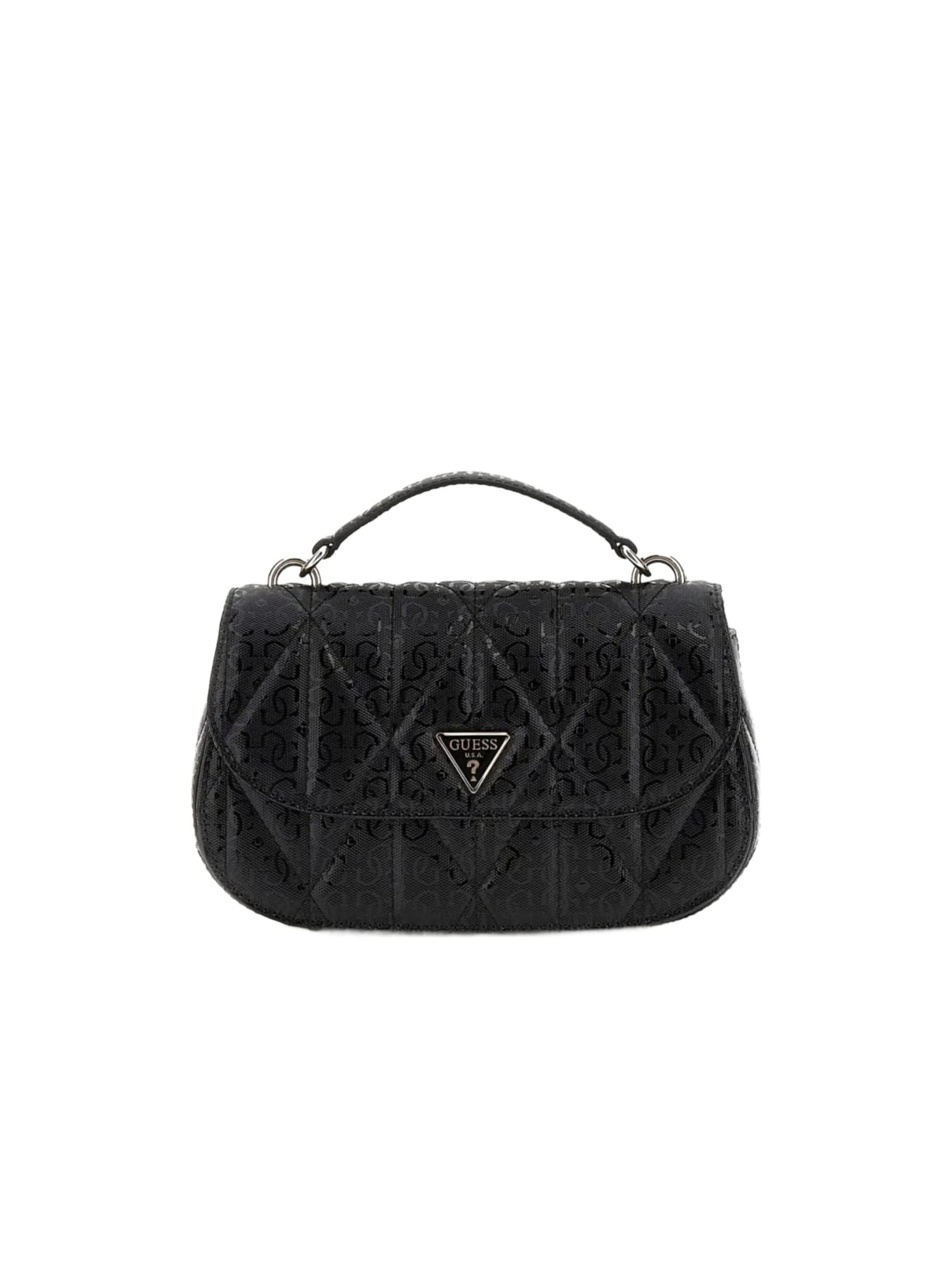GUESS Schoudertas 'Guess Sac Bandoulière Betula Satchel Black' in Zwart: voorkant